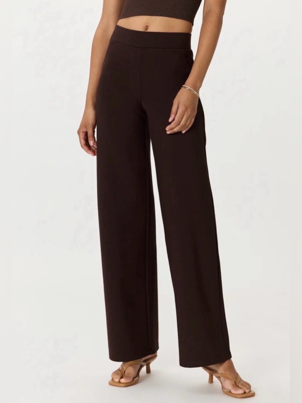 Quince Ultra-Stretch Ponte Wide Leg Pants In Espresso Size M Capsule Core Office